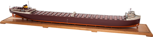 Scale Model freighter Edmund Fitzgerald by Fine Art Models, case dimension: 12 x 67 x 11 inches. $3,000-$5,000.  Heritage Auctions image.